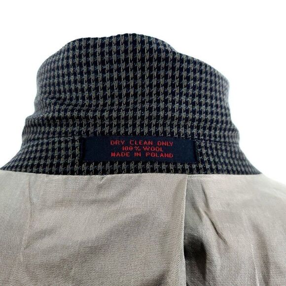 John Weitz Signature Textured Wool 2 Button Sport Coat 42R Green Black Tan Check - Picture 10 of 11